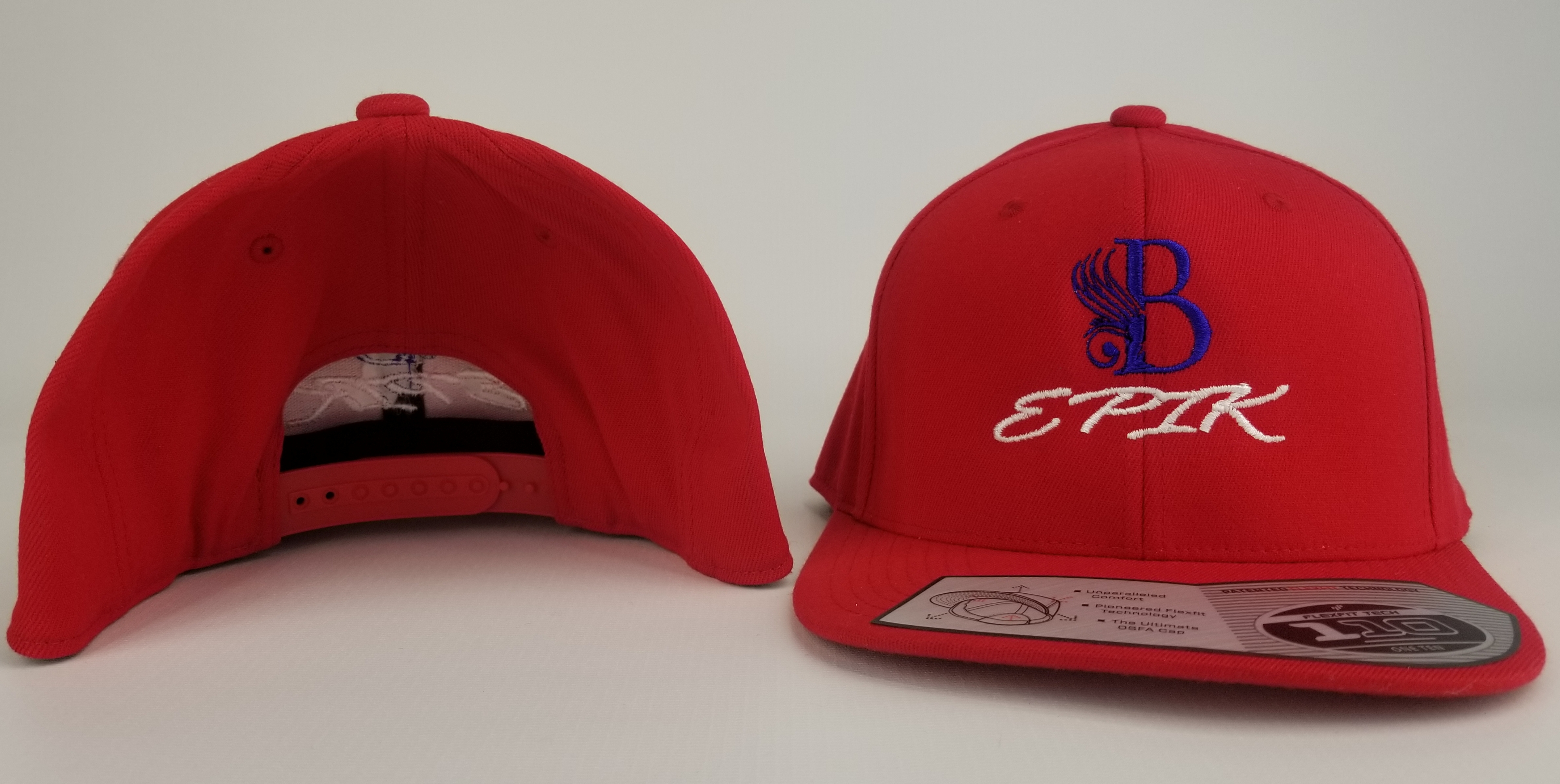B EPIK FLAT BILL SNAPBACK  Red, Blue, White
