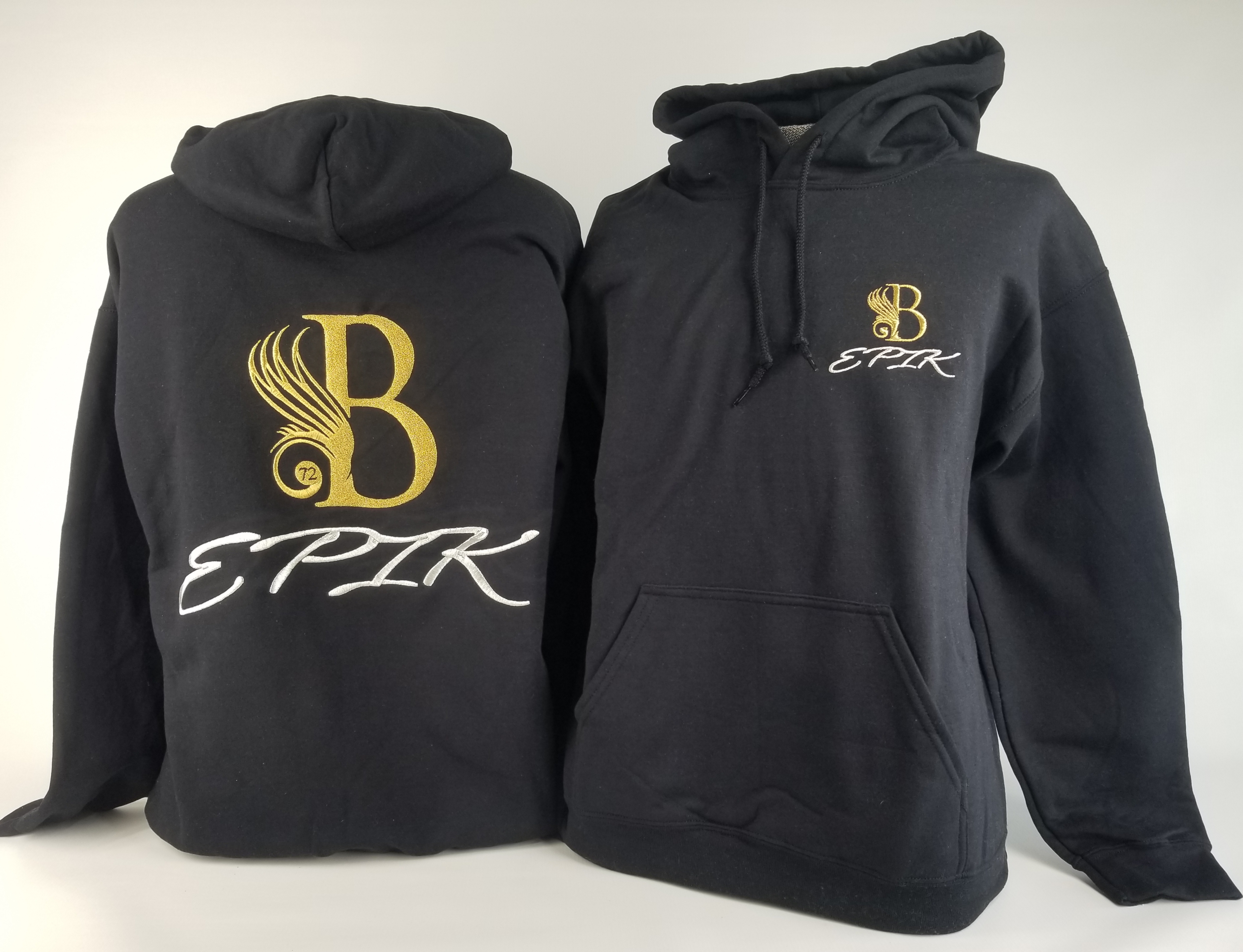 B EPIK HOODIE Black, Gold, White (50/50 Cotton/Polyester blend)