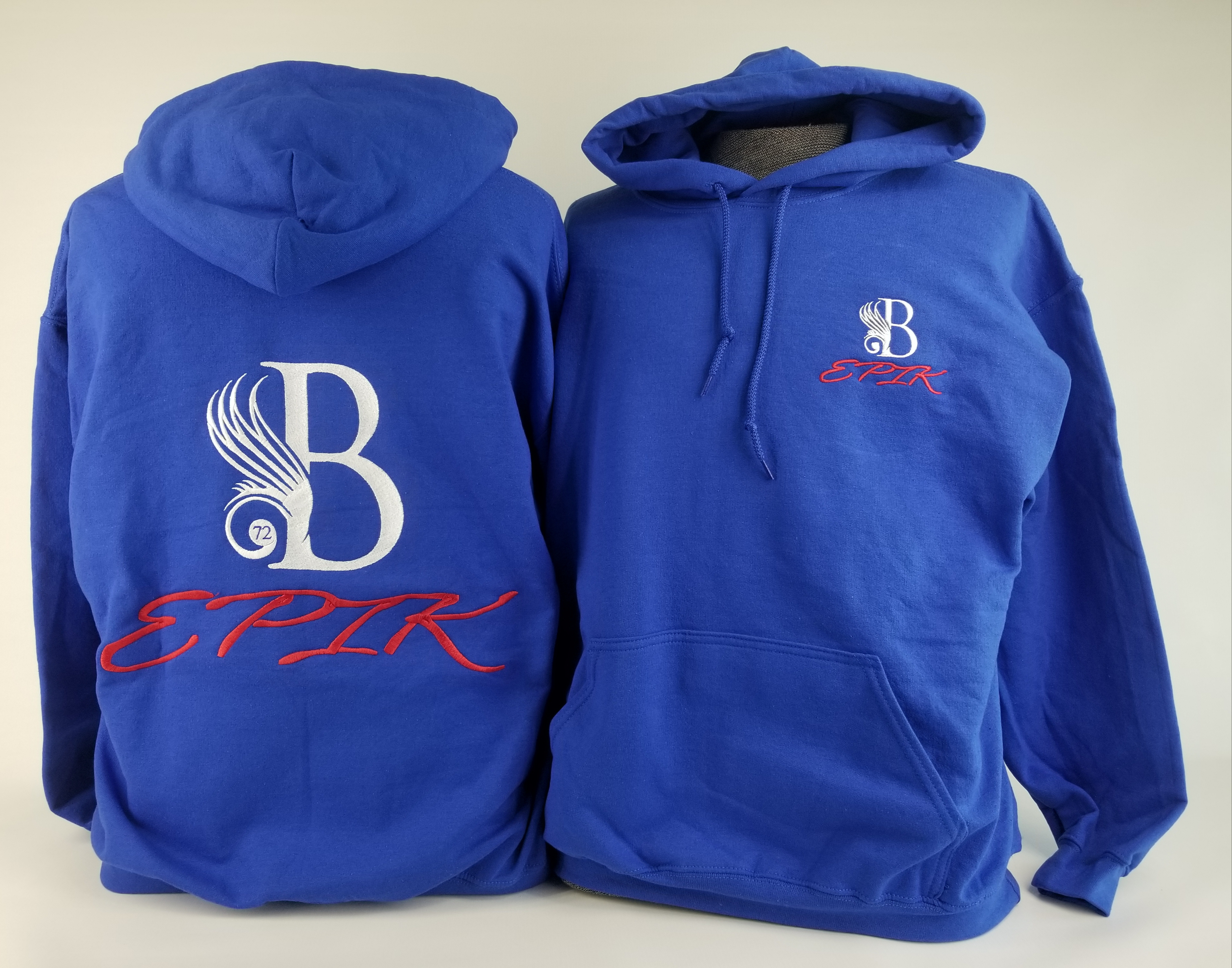 B EPIK HOODIE Blue, White, Red (50/50 Cotton/Polyester blend)
