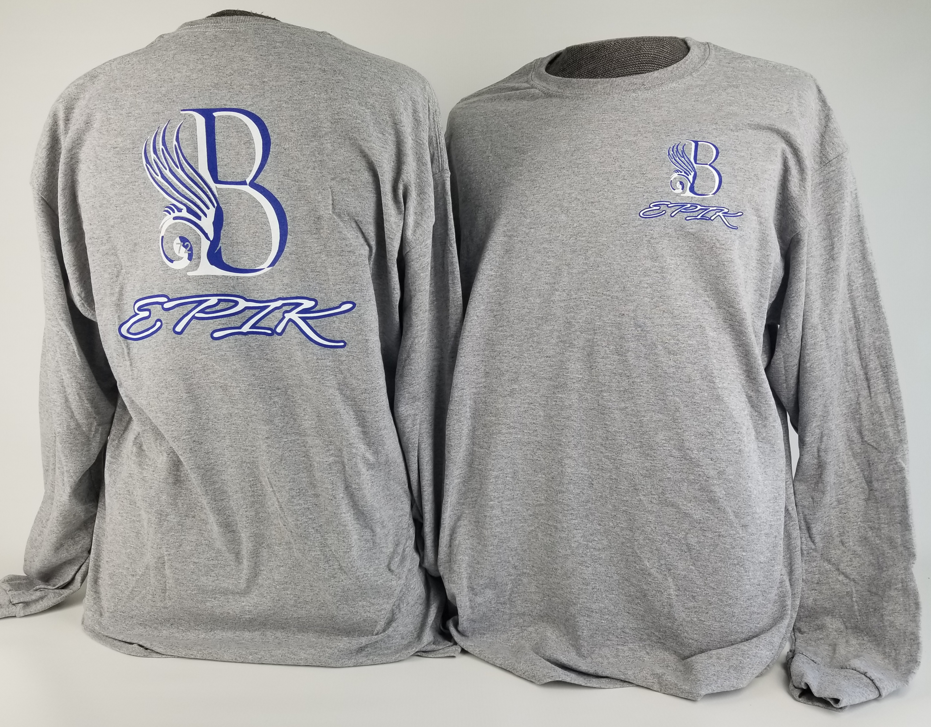 B EPIK Long Sleeve T-Shirt Grey,blue,white  (50/50 Cotton/Polyester blend)
