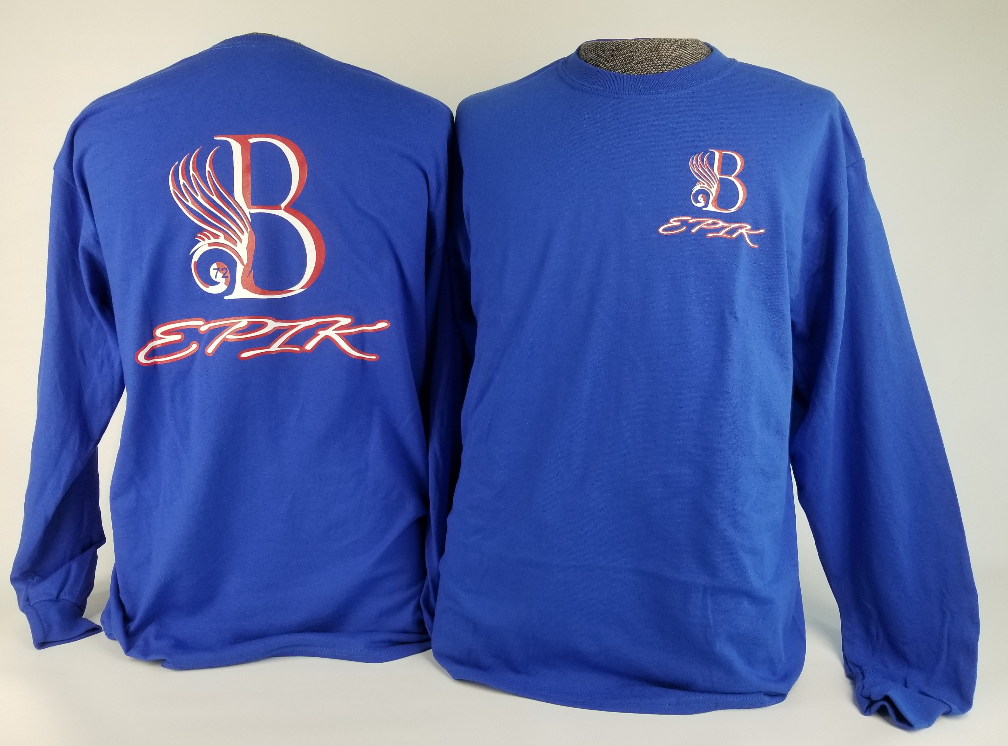 B EPIK Long Sleeve T-Shirt Blue, Red, White (50/50 Cotton/Polyester blend)