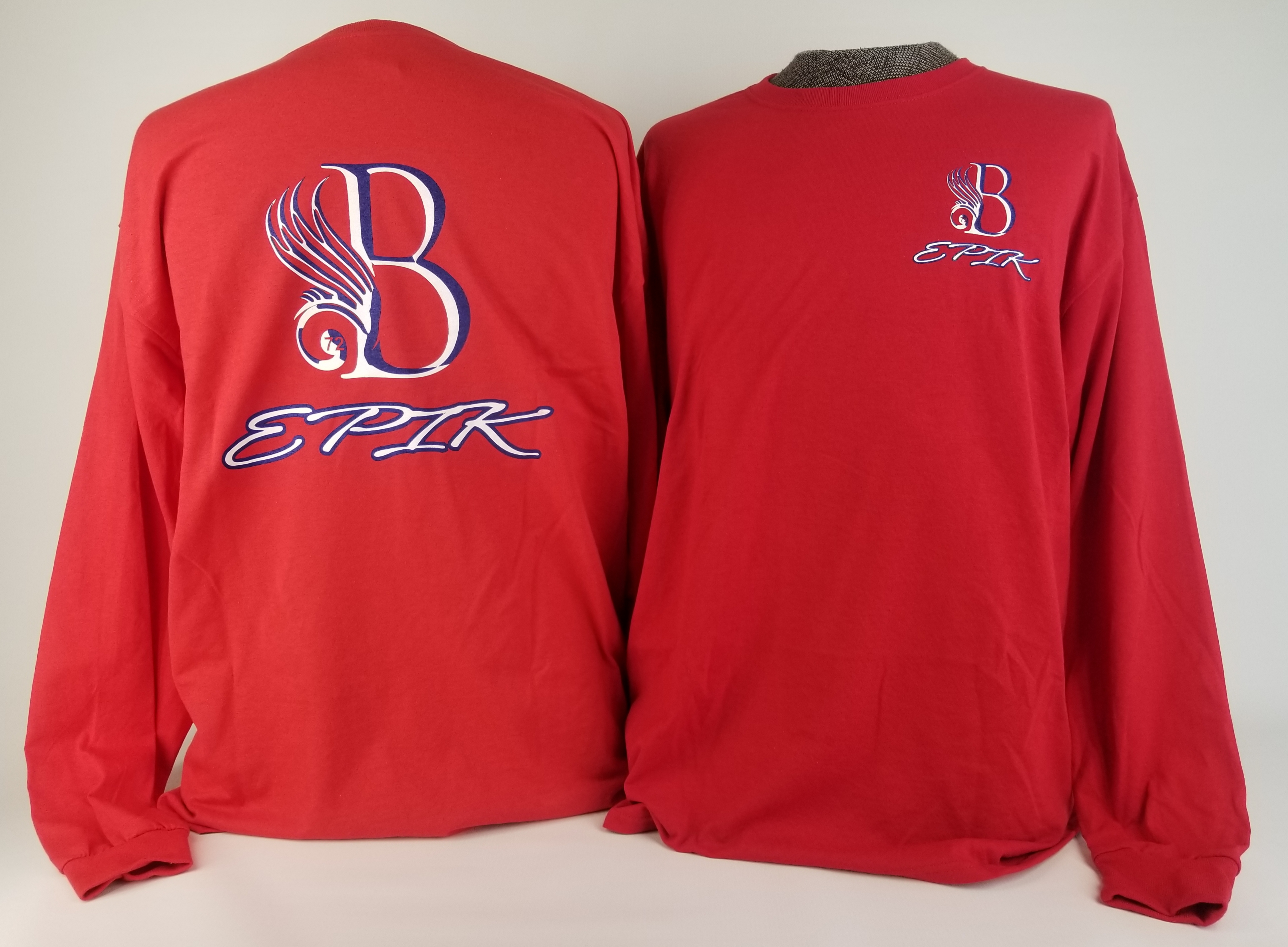 B EPIK Long Sleeve T-Shirt Red, Blue, White (50/50 Cotton/Polyester blend)