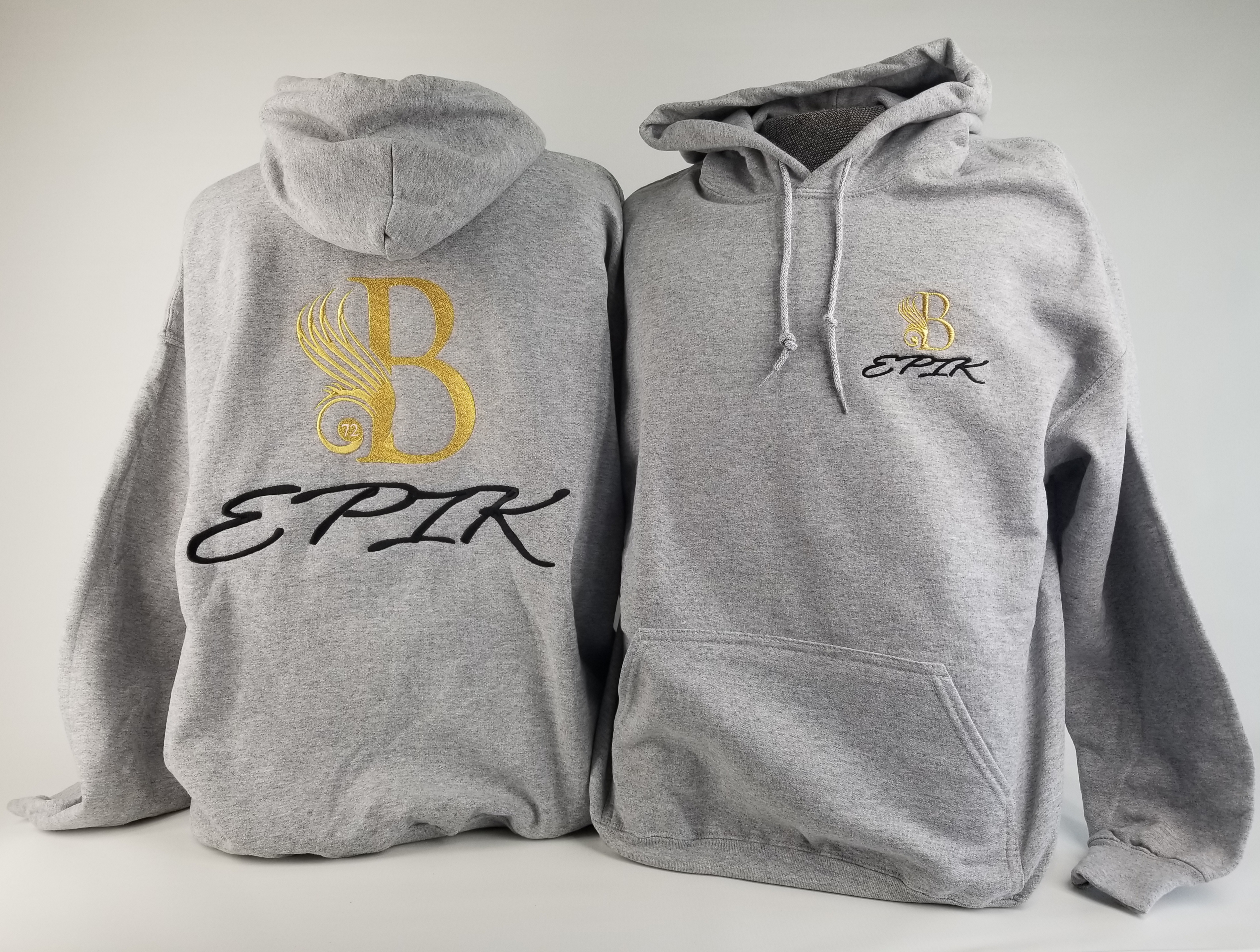 B EPIK HOODIE Grey, Gold, Black (50/50 Cotton/Polyester blend)