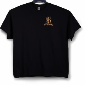 B EPIK T-SHIRT BLACK, GOLD FRONT LOGO ONLY (50/50 COTTON/POLYESTER BLEND)