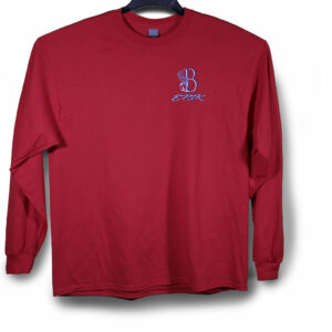 B EPIK LONG SLEEVE T-SHIRT FRONT LOGO ONLY RED, BLUE/WHITE (50/50 COTTON/POLYESTER BLEND)