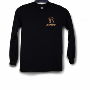 B EPIK LONG SLEEVE T-SHIRT FRONT LOGO ONLY BLACK, GOLD (50/50 COTTON/POLYESTER BLEND)