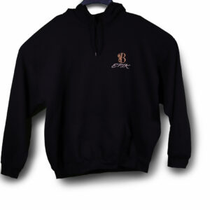B EPIK HOODIE BLACK, GOLD/SILVER FRONT LOGO ONLY (50/50 COTTON/POLYESTER BLEND)