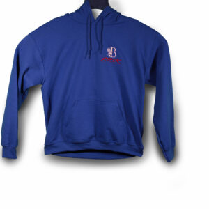 B EPIK HOODIE BLUE, WHITE/RED FRONT LOGO ONLY (50/50 COTTON/POLYESTER BLEND)