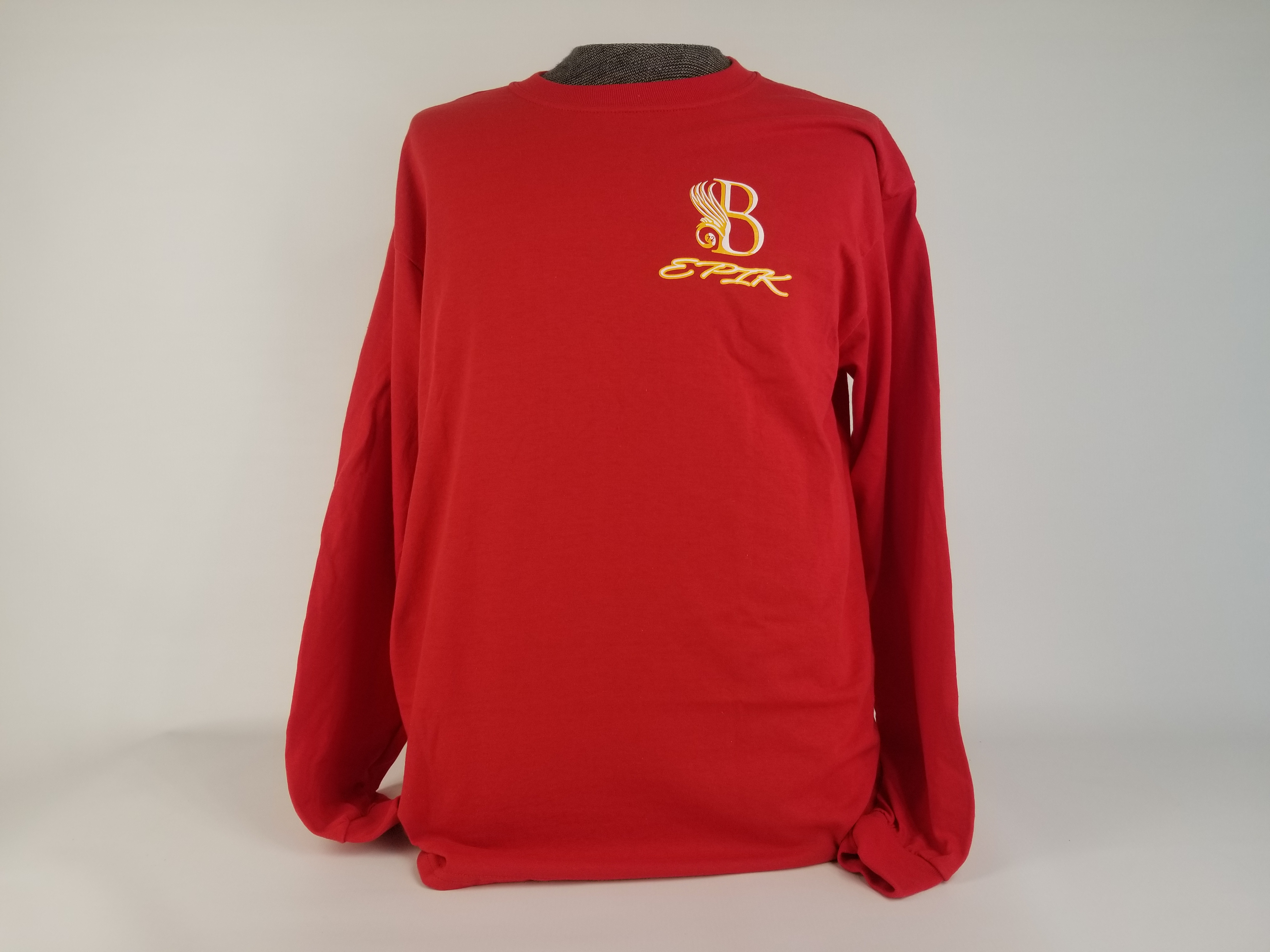 B EPIK LONG SLEEVE T-SHIRT FRONT LOGO ONLY RED, YELLOW (50/50 COTTO/POLYESTER BLEND)