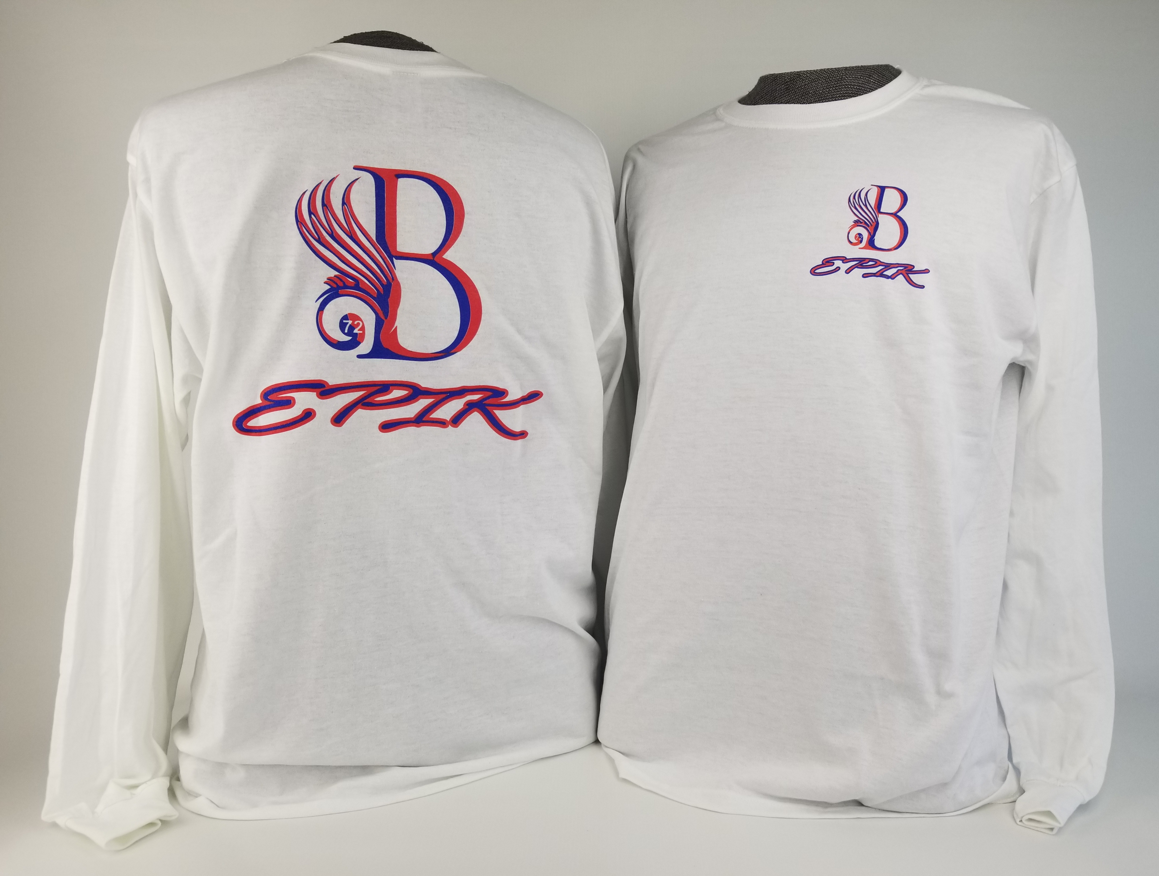 B EPIK Long Sleeve T-Shirt White, Blue, Red (50/50 Cotton/Polyester blend)